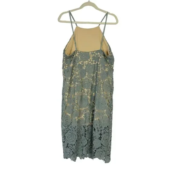 Romeo + Juliet Couture Sage Green Floral Sleeveless Sheath Lace Dress Size Large - Picture 2 of 6